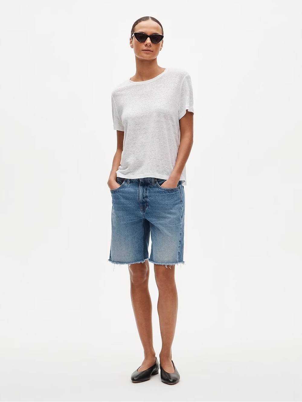 J.Crew New relaxed linen T-shirt in white